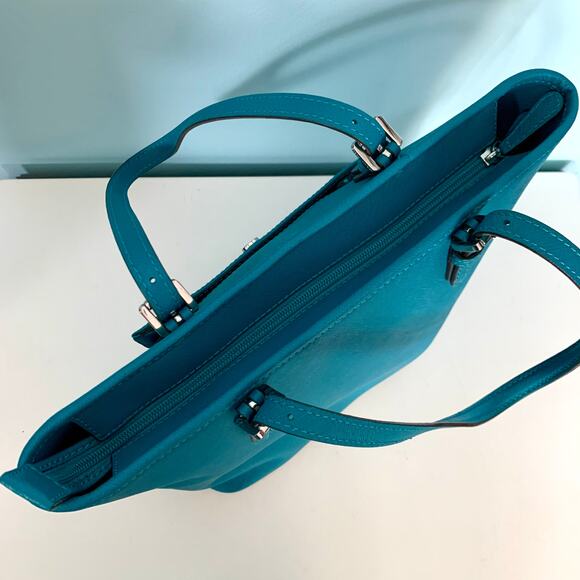 Michael Kors Jet Set Turquoise Convertible Tote Purse - Picture 6 of 10